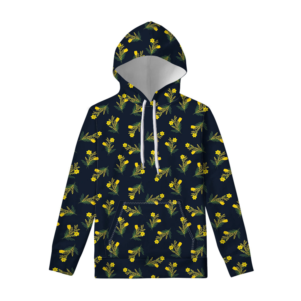 Spring Daffodil Flower Pattern Print Pullover Hoodie