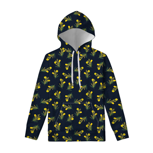 Spring Daffodil Flower Pattern Print Pullover Hoodie