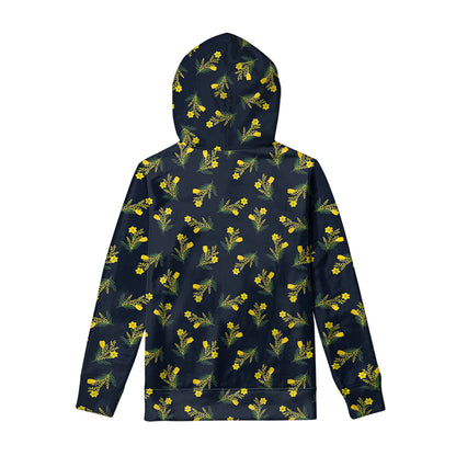 Spring Daffodil Flower Pattern Print Pullover Hoodie