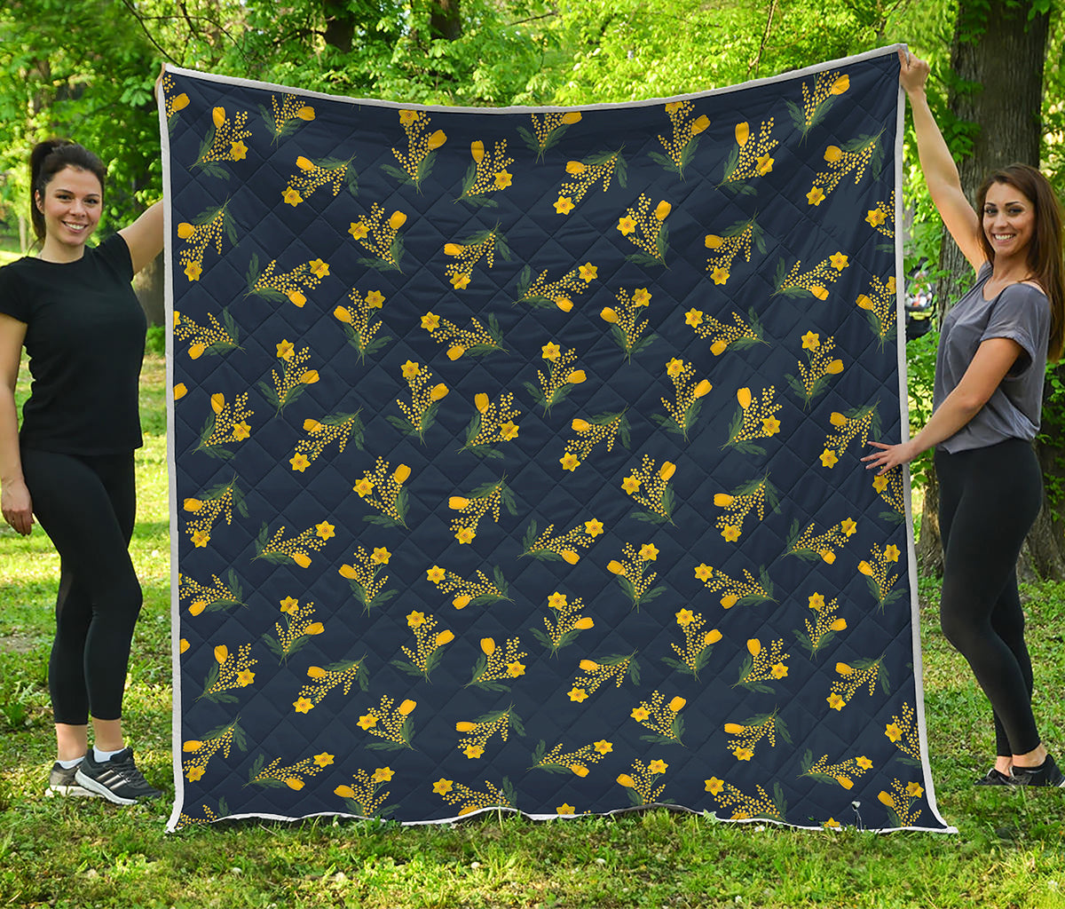 Spring Daffodil Flower Pattern Print Quilt