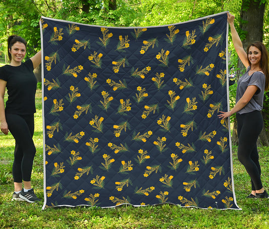 Spring Daffodil Flower Pattern Print Quilt