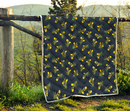 Spring Daffodil Flower Pattern Print Quilt