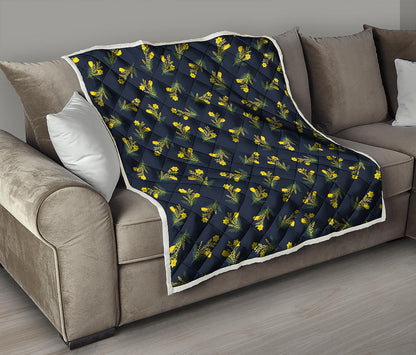 Spring Daffodil Flower Pattern Print Quilt