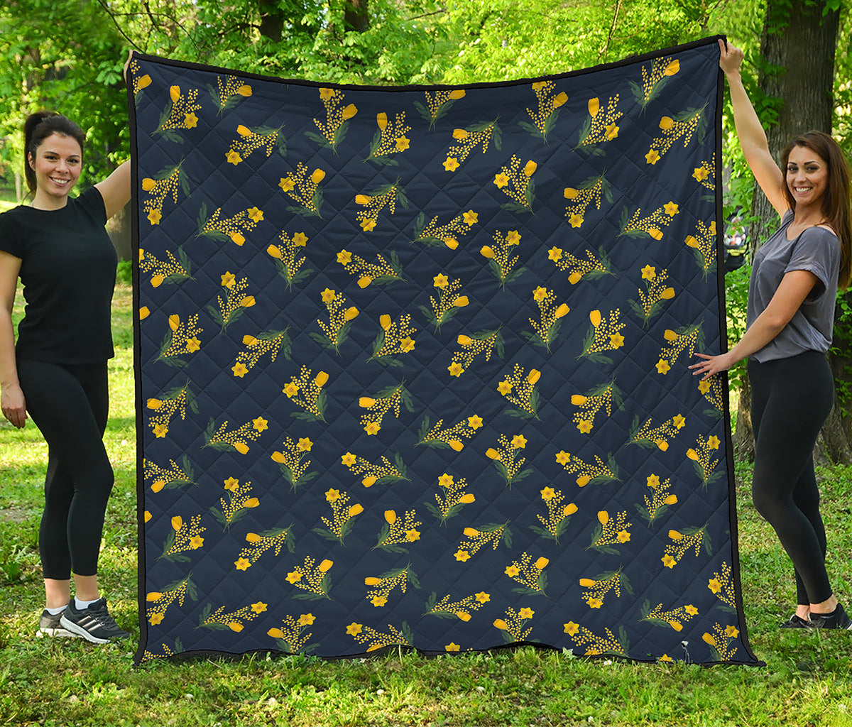 Spring Daffodil Flower Pattern Print Quilt