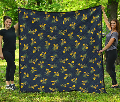 Spring Daffodil Flower Pattern Print Quilt