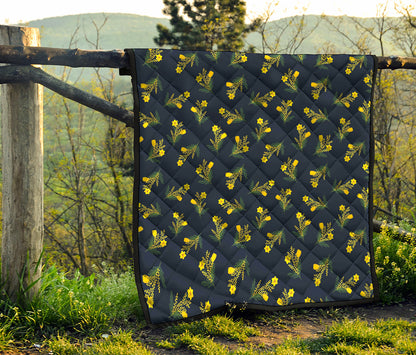 Spring Daffodil Flower Pattern Print Quilt