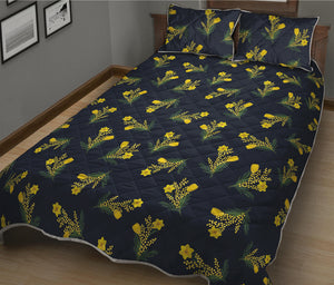 Spring Daffodil Flower Pattern Print Quilt Bed Set
