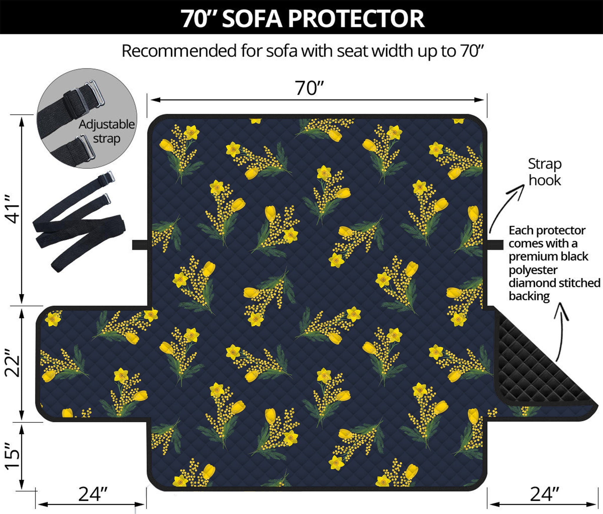 Spring Daffodil Flower Pattern Print Sofa Protector
