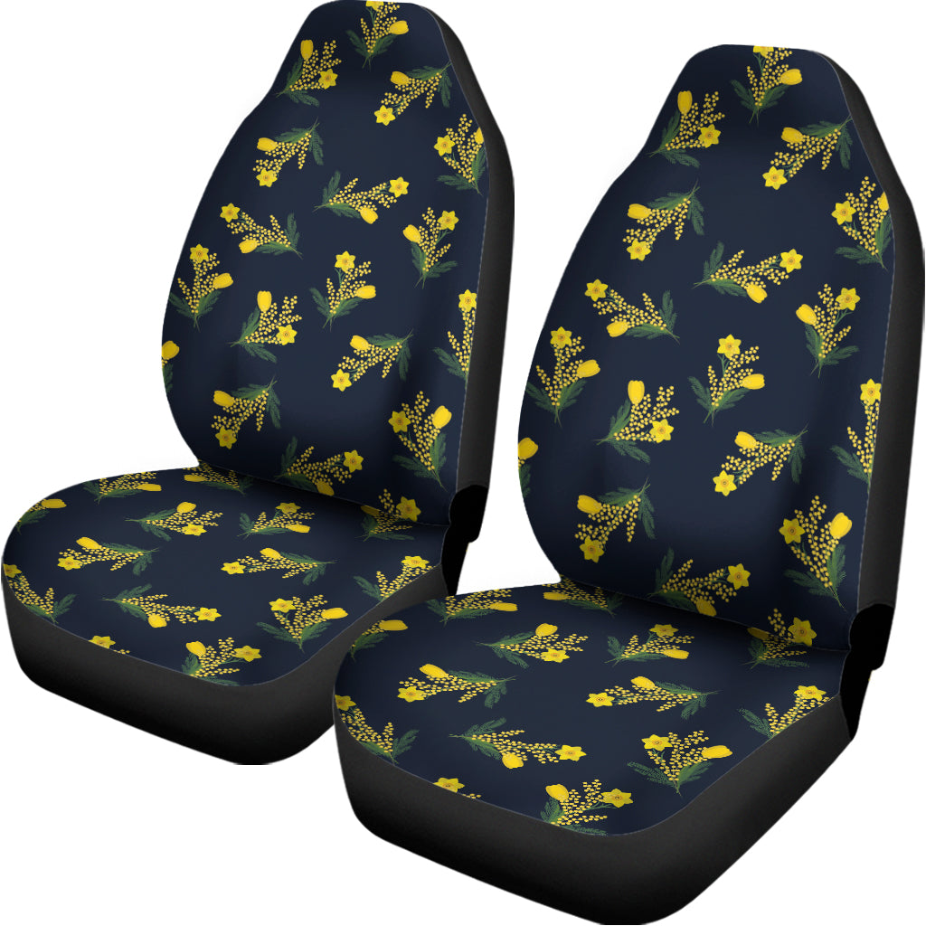 Spring Daffodil Flower Pattern Print Universal Fit Car Seat Covers