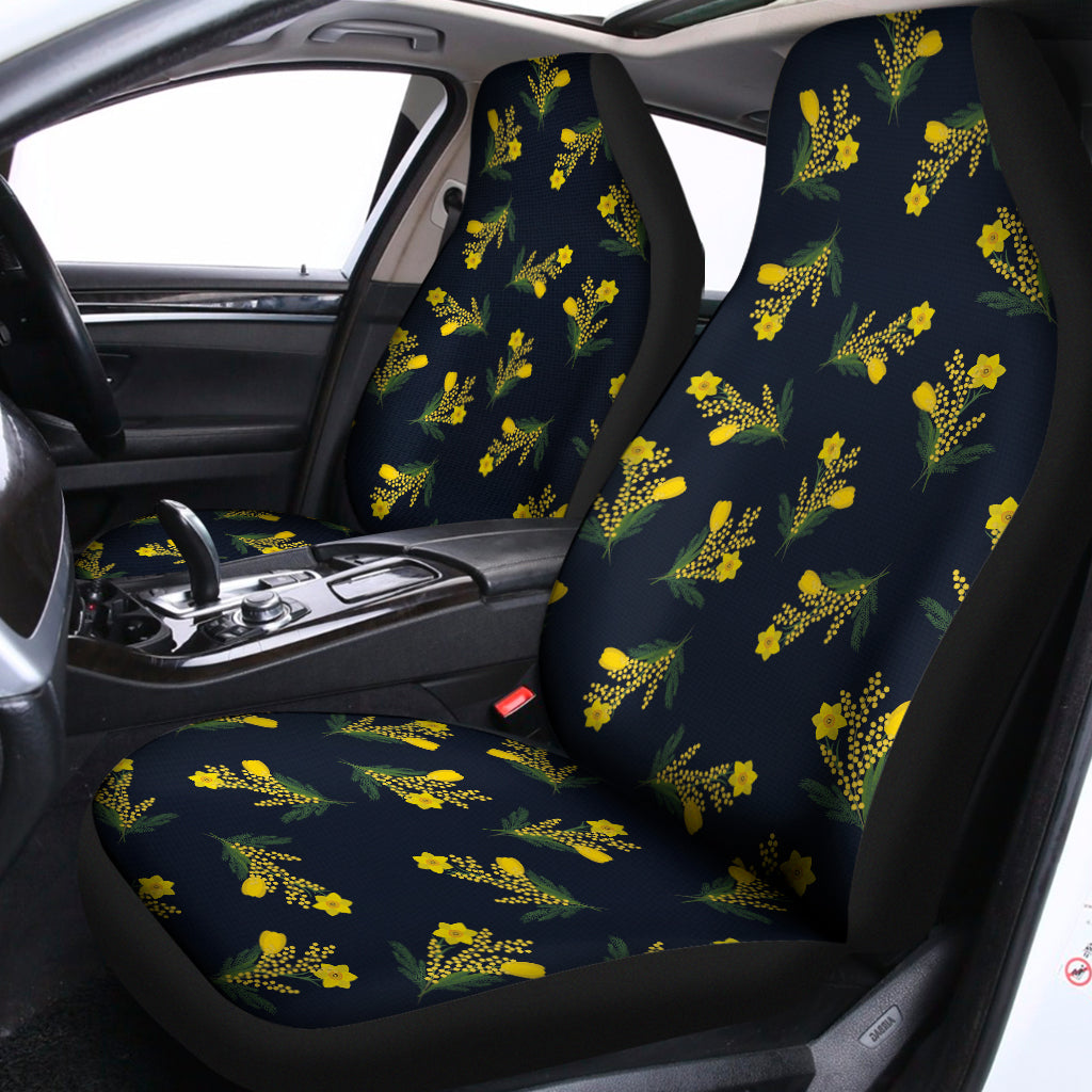 Spring Daffodil Flower Pattern Print Universal Fit Car Seat Covers