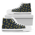 Spring Daffodil Flower Pattern Print White High Top Sneakers