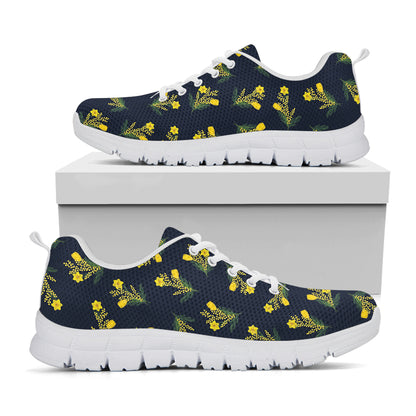 Spring Daffodil Flower Pattern Print White Sneakers
