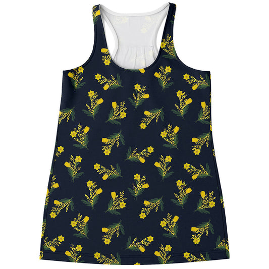 Spring Daffodil Flower Pattern Print Women's Racerback Tank Top