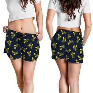 Spring Daffodil Flower Pattern Print Women's Shorts