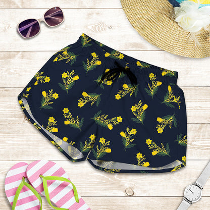 Spring Daffodil Flower Pattern Print Women's Shorts