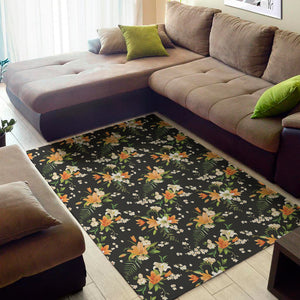 Spring Lily Flowers Pattern Print Area Rug