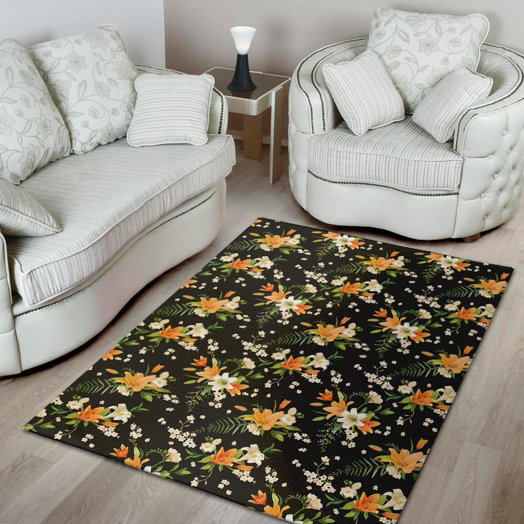 Spring Lily Flowers Pattern Print Area Rug