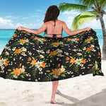 Spring Lily Flowers Pattern Print Beach Sarong Wrap