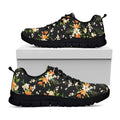 Spring Lily Flowers Pattern Print Black Running Shoes