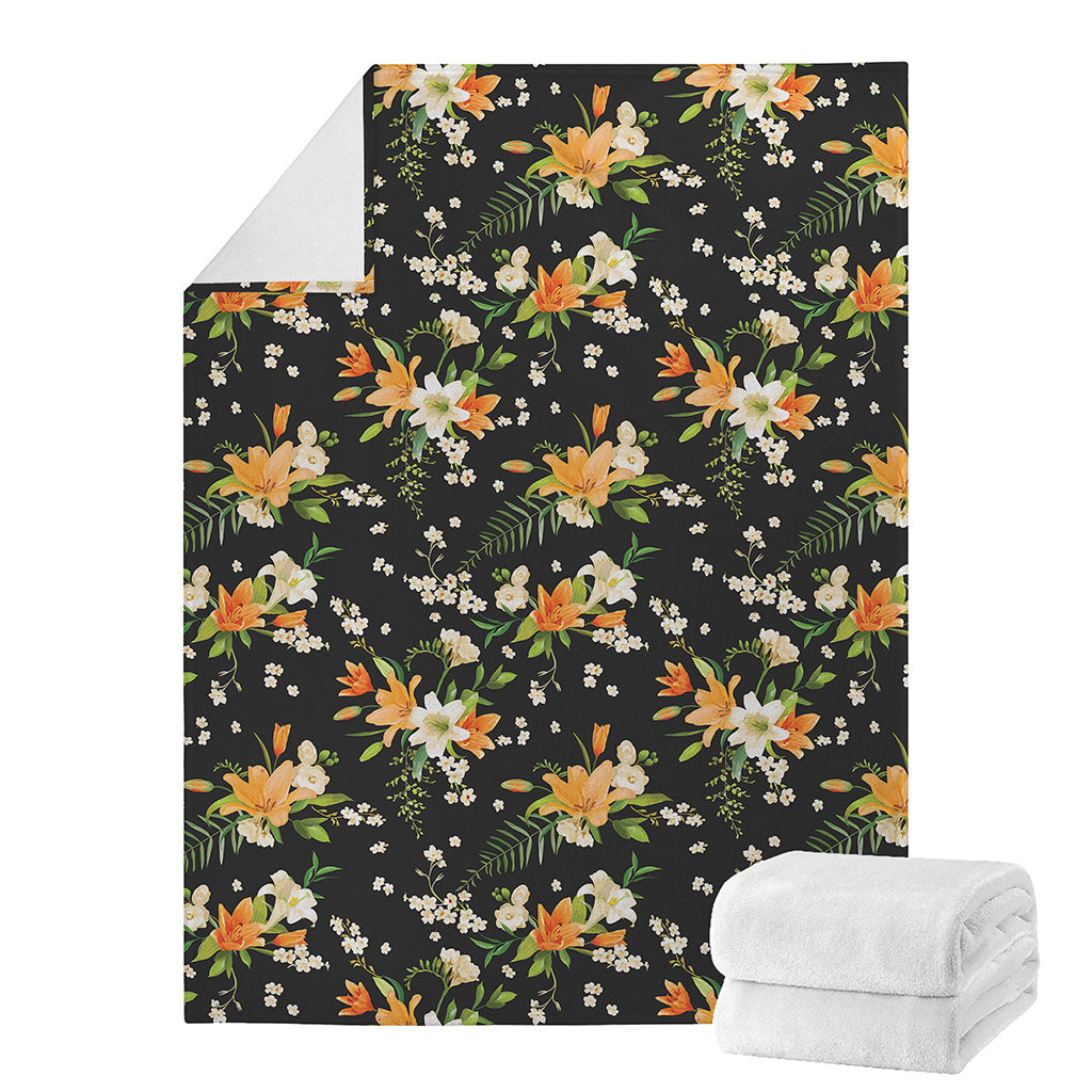 Spring Lily Flowers Pattern Print Blanket