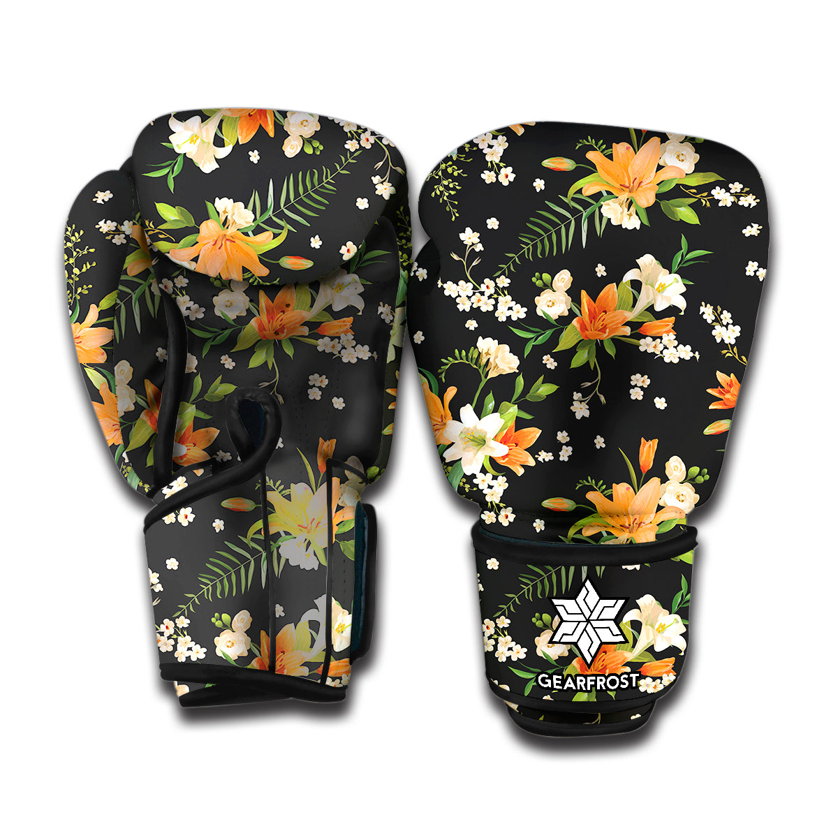 Spring Lily Flowers Pattern Print Boxing Gloves