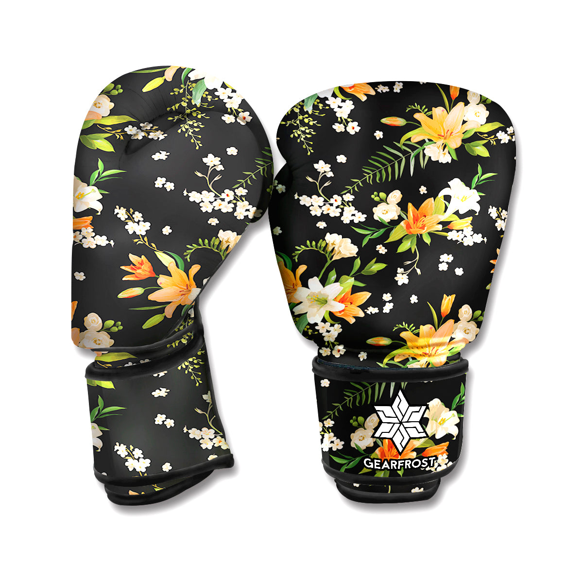 Spring Lily Flowers Pattern Print Boxing Gloves