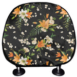 Spring Lily Flowers Pattern Print Car Headrest Covers