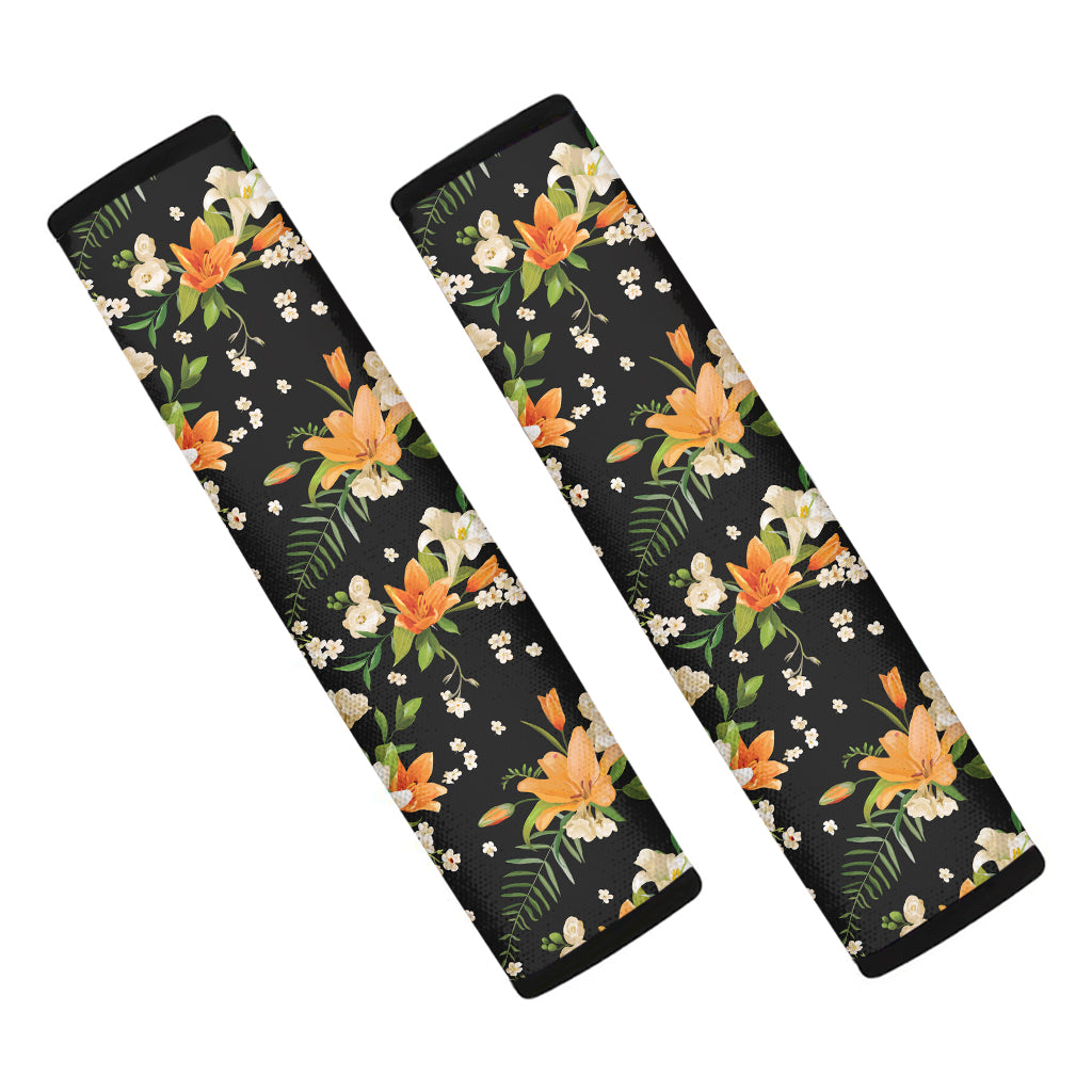 Spring Lily Flowers Pattern Print Car Seat Belt Covers