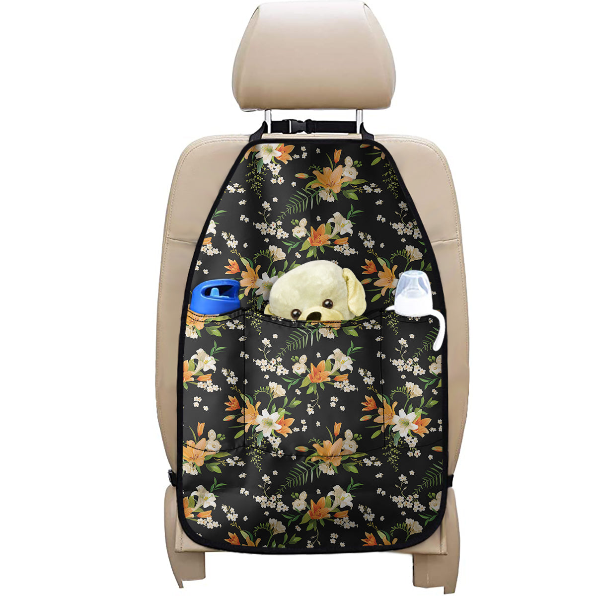 Spring Lily Flowers Pattern Print Car Seat Organizers