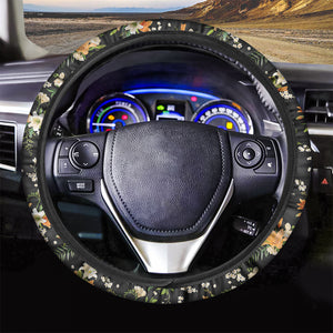 Spring Lily Flowers Pattern Print Car Steering Wheel Cover