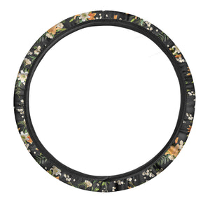 Spring Lily Flowers Pattern Print Car Steering Wheel Cover