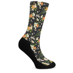 Spring Lily Flowers Pattern Print Crew Socks