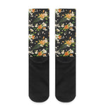 Spring Lily Flowers Pattern Print Crew Socks