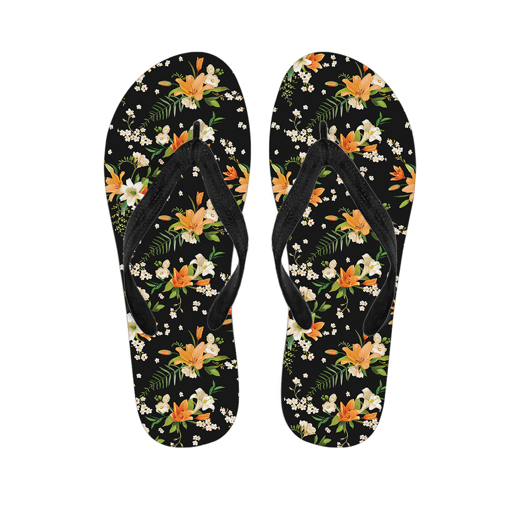 Spring Lily Flowers Pattern Print Flip Flops