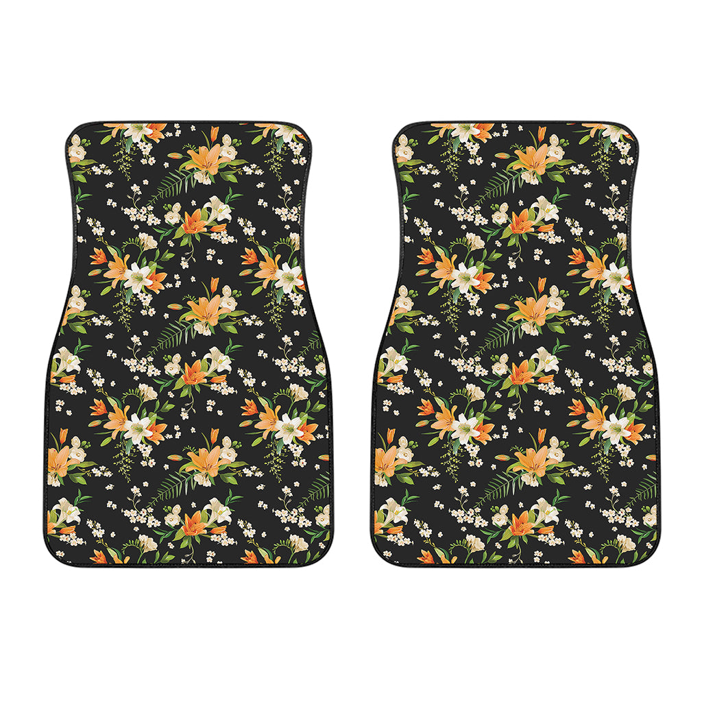 Spring Lily Flowers Pattern Print Front Car Floor Mats