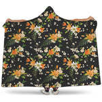 Spring Lily Flowers Pattern Print Hooded Blanket
