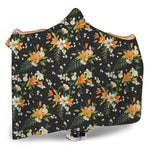 Spring Lily Flowers Pattern Print Hooded Blanket