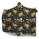 Spring Lily Flowers Pattern Print Hooded Blanket