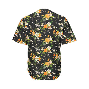 Spring Lily Flowers Pattern Print Men's Baseball Jersey