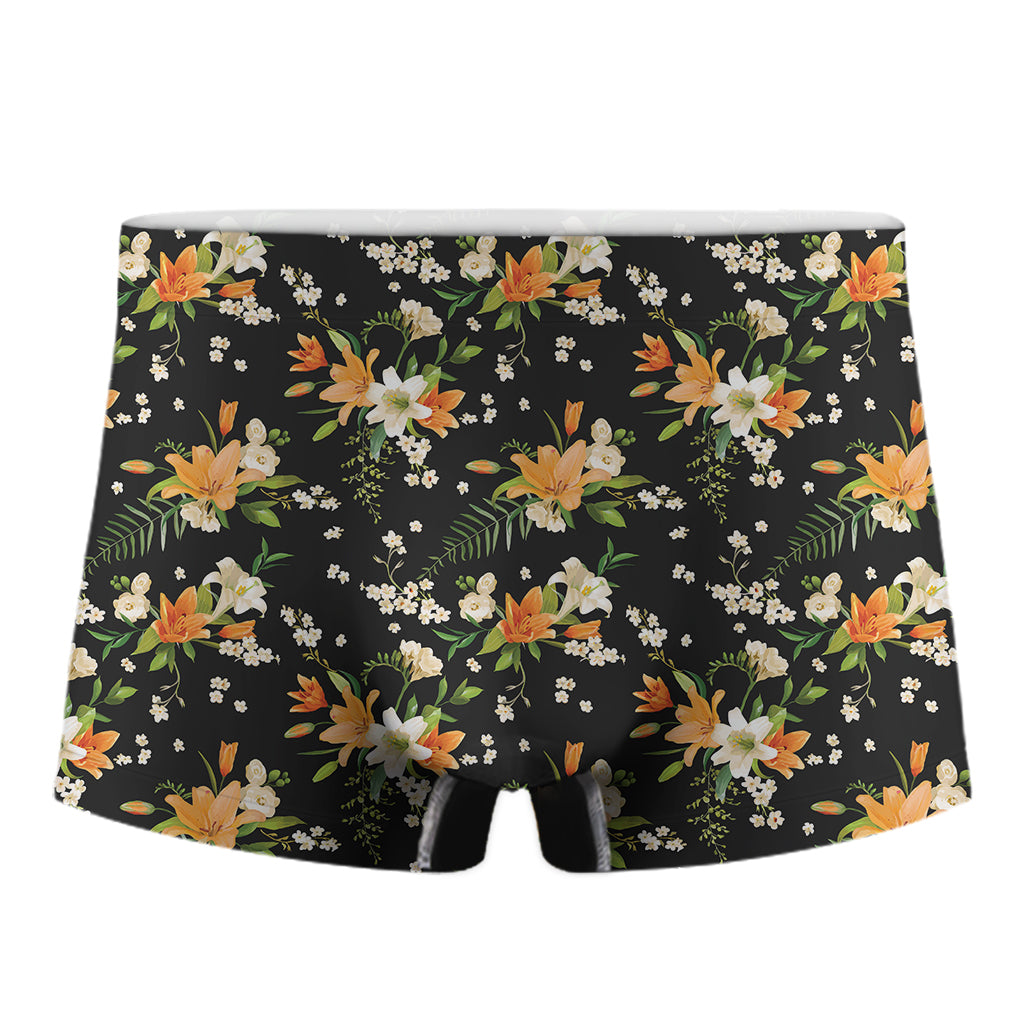 Spring Lily Flowers Pattern Print Men's Boxer Briefs