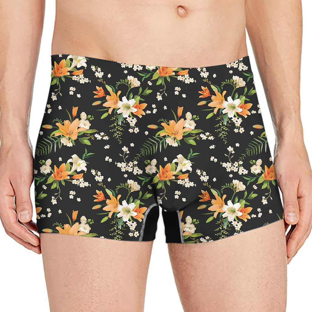 Spring Lily Flowers Pattern Print Men's Boxer Briefs