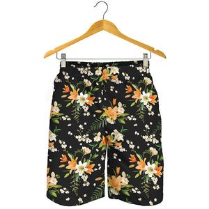 Spring Lily Flowers Pattern Print Men's Shorts