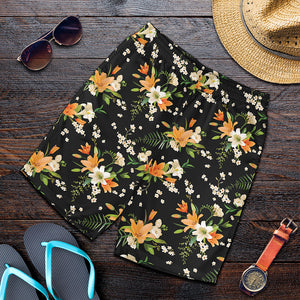 Spring Lily Flowers Pattern Print Men's Shorts