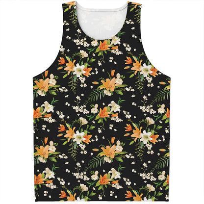 Spring Lily Flowers Pattern Print Men's Tank Top