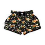 Spring Lily Flowers Pattern Print Muay Thai Boxing Shorts