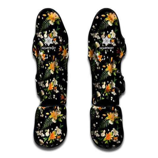Spring Lily Flowers Pattern Print Muay Thai Shin Guard