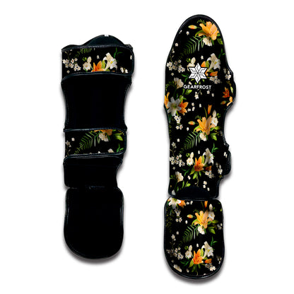 Spring Lily Flowers Pattern Print Muay Thai Shin Guard