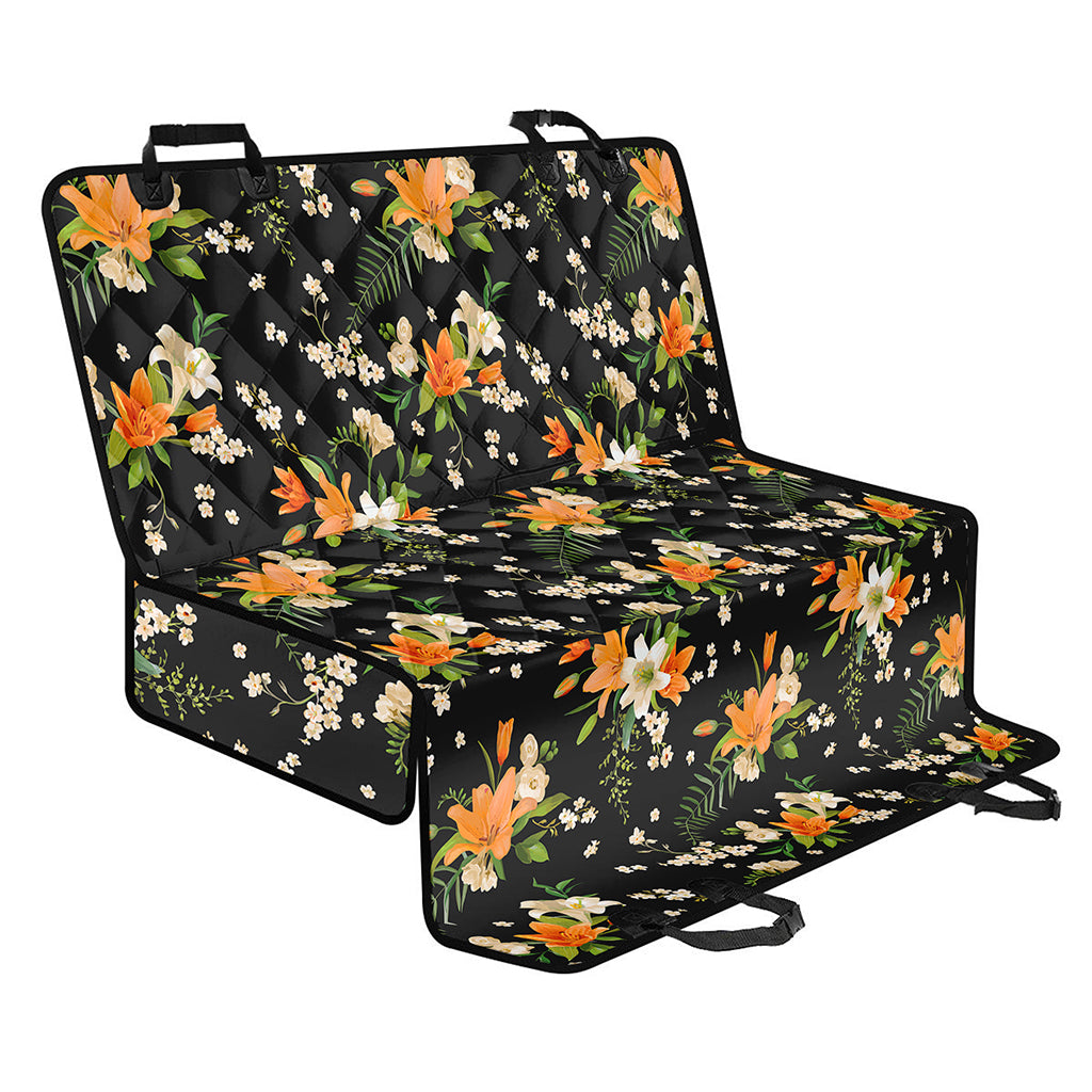Spring Lily Flowers Pattern Print Pet Car Back Seat Cover