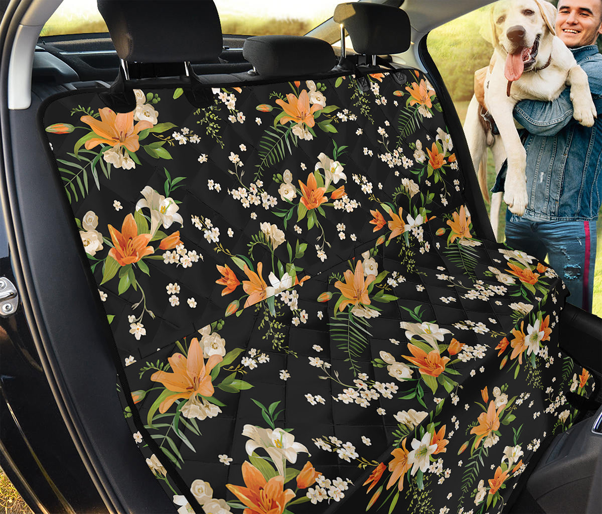 Spring Lily Flowers Pattern Print Pet Car Back Seat Cover