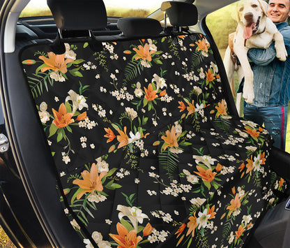 Spring Lily Flowers Pattern Print Pet Car Back Seat Cover